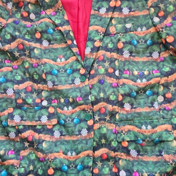 Christmas Green Dress Jacket Ornaments & Light up mode Adult size XXL - Picture 7 of 7